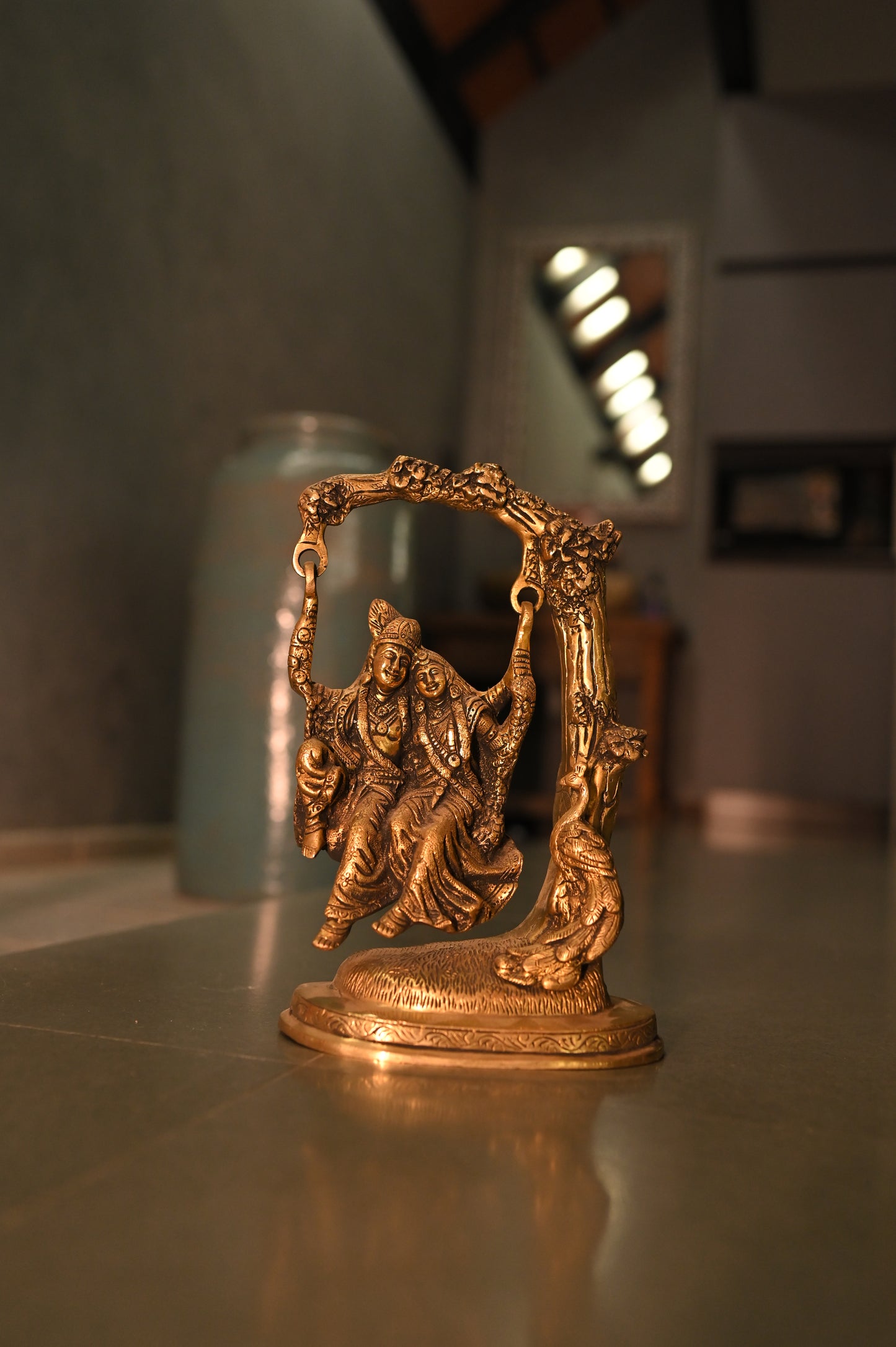 Jhula Radha Krishna Brass Idol Medium