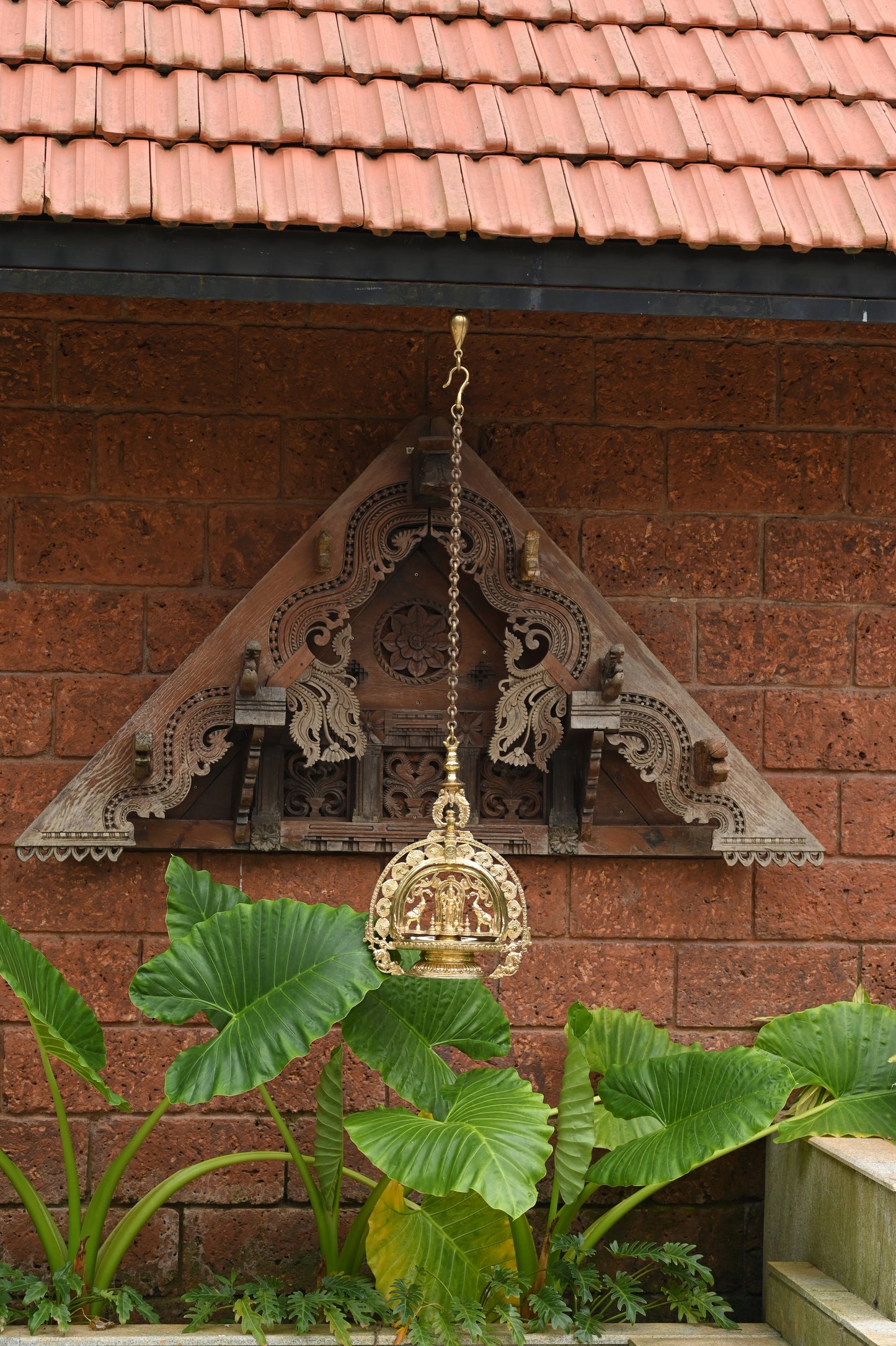Brass Hanging Guruvayoorappan Oil Lamp