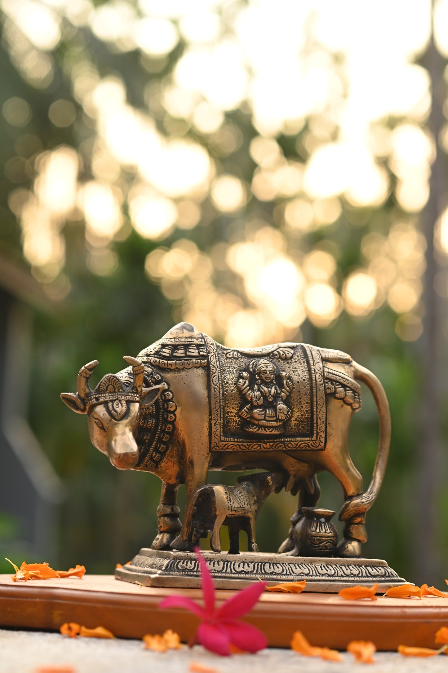 Nandi and Calf Brass Statue
