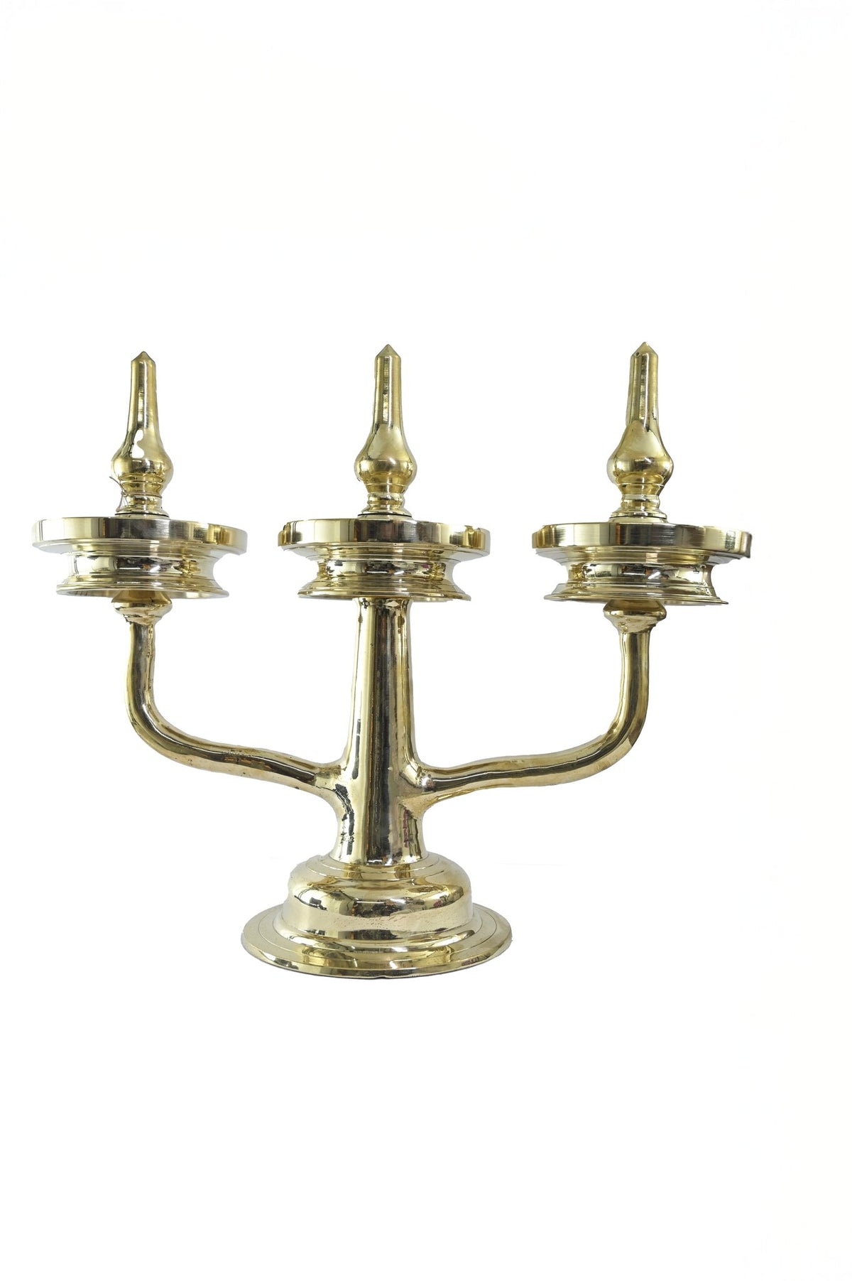 Brass Kerala Kavara Lamp (Three Branch) – 17 Inch