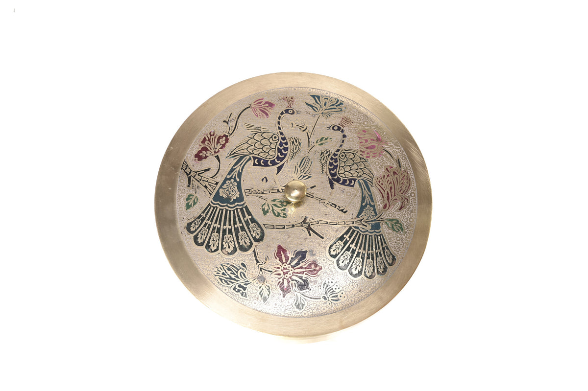 Brass Masala Box with Peacock Lid – 8 Inch – view 2