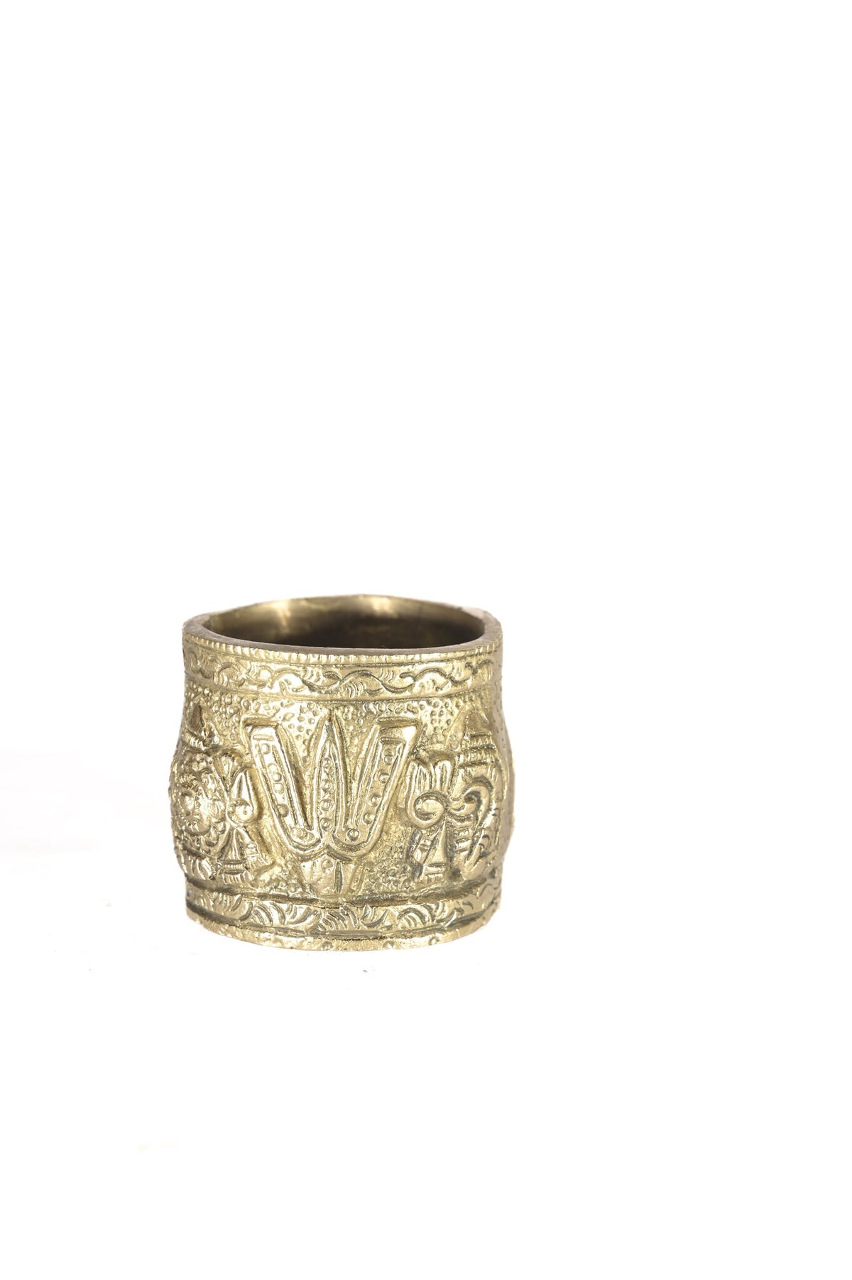 Brass Shankh Chakra Namam Pen Holder – 3 Inch