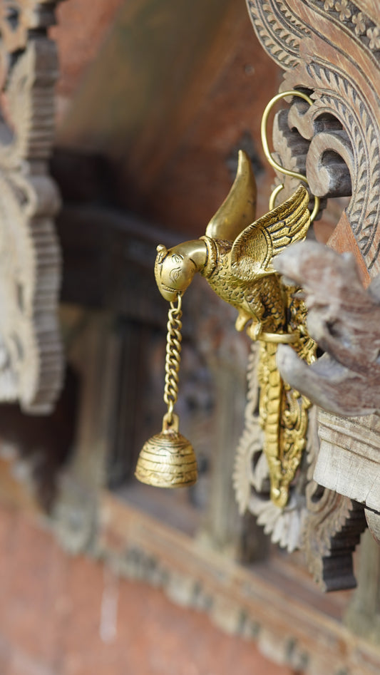 Wall Hanging Brass Idol Parrot and Bell