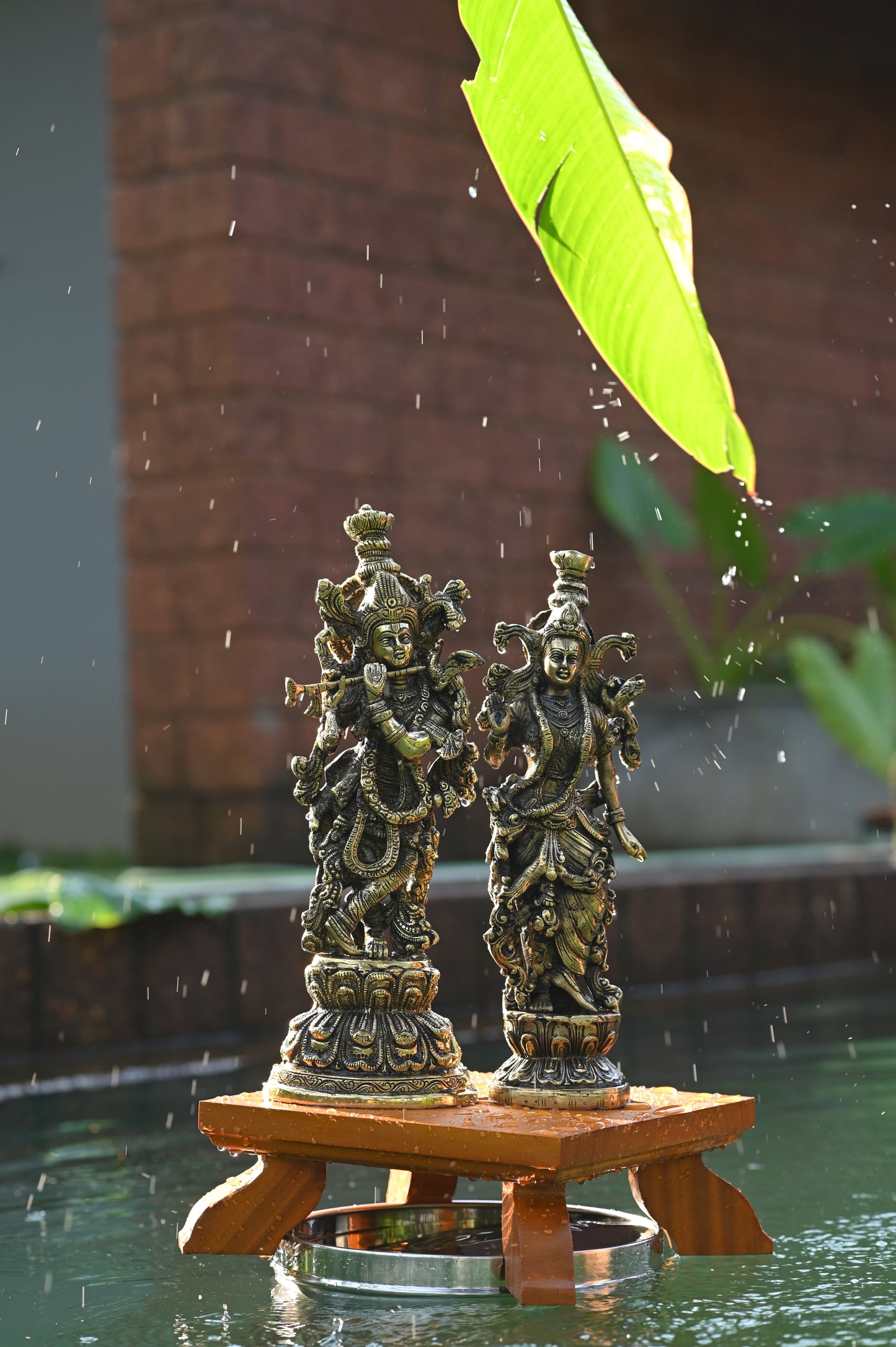 Radha Krishna Brass Idol Set