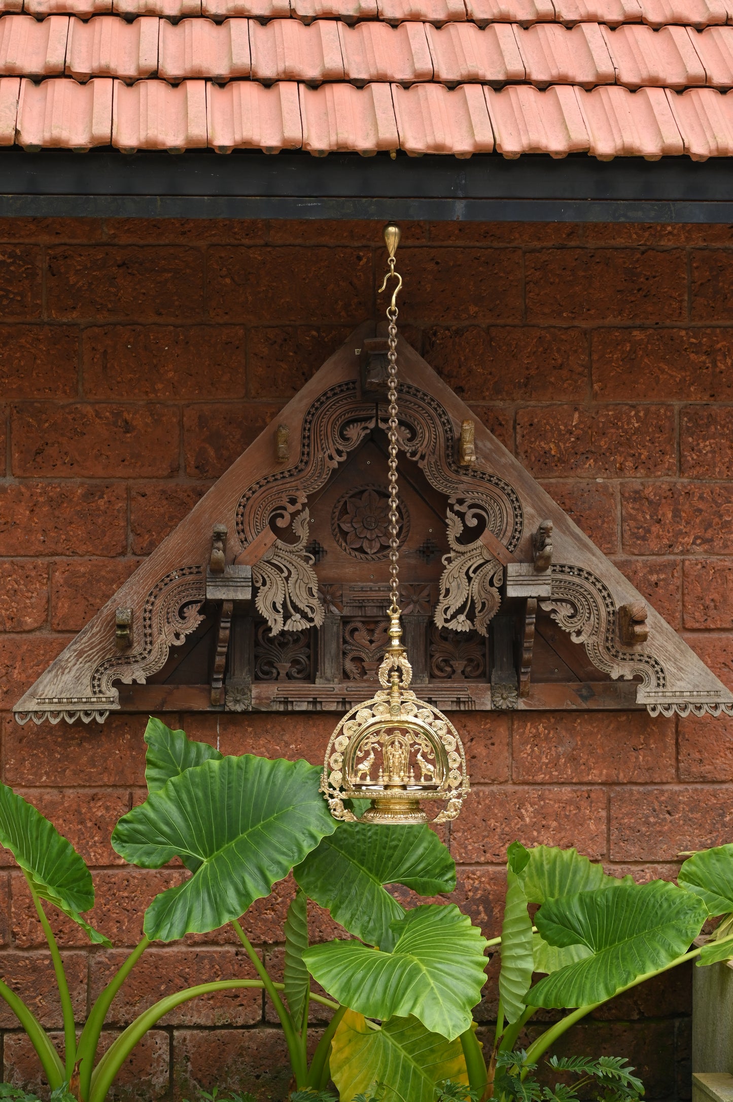 Brass Hanging Guruvayoorappan Oil Lamp