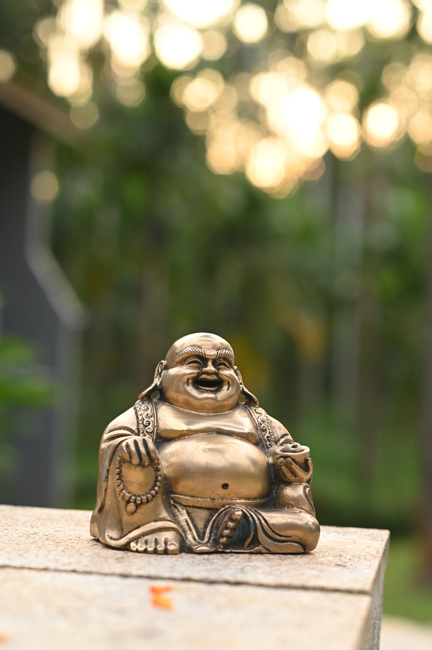 Laughing Buddha Brass Idol