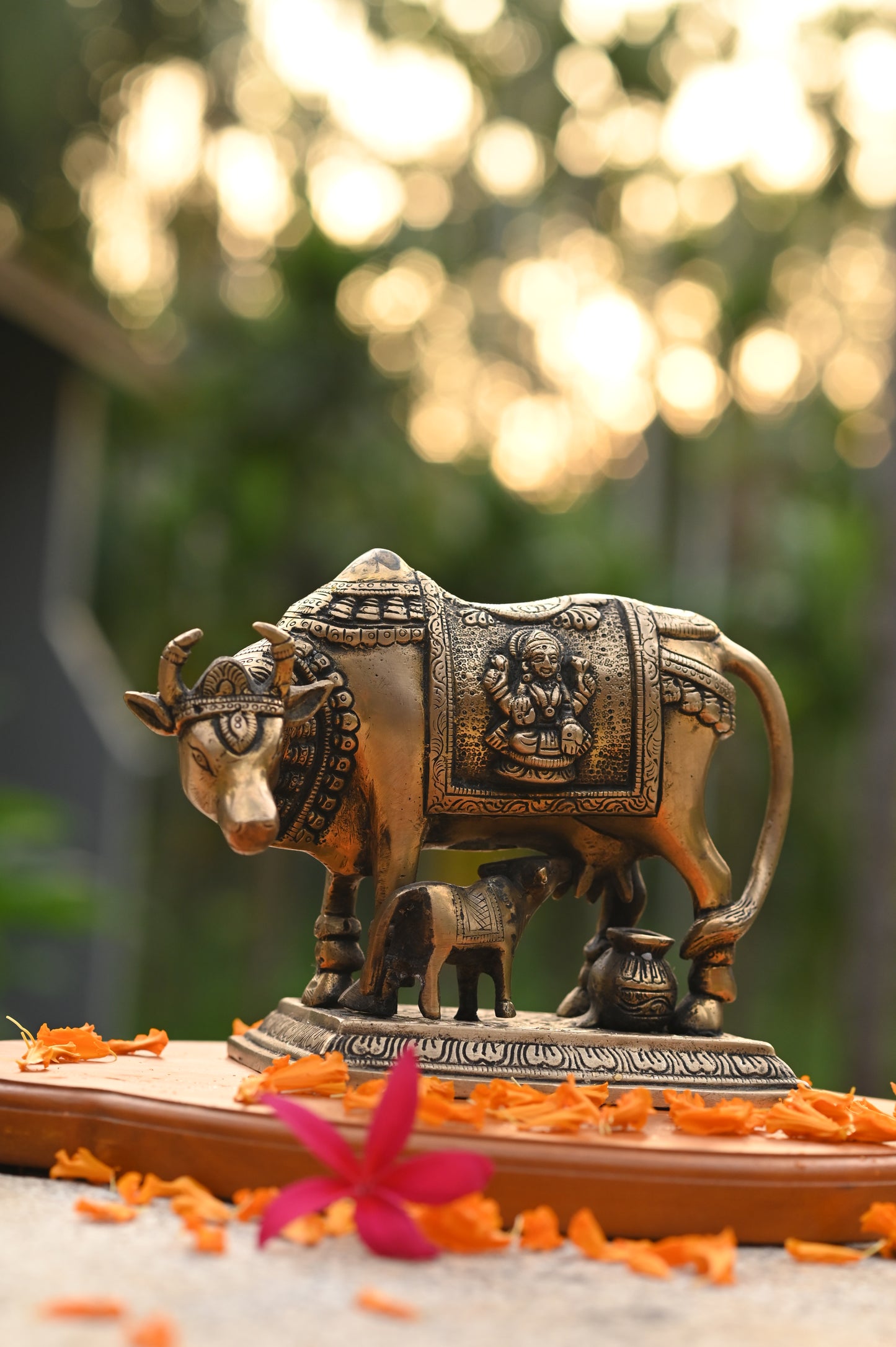 Nandi and Calf Brass Statue