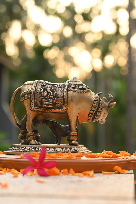 Nandi and Calf Brass Statue