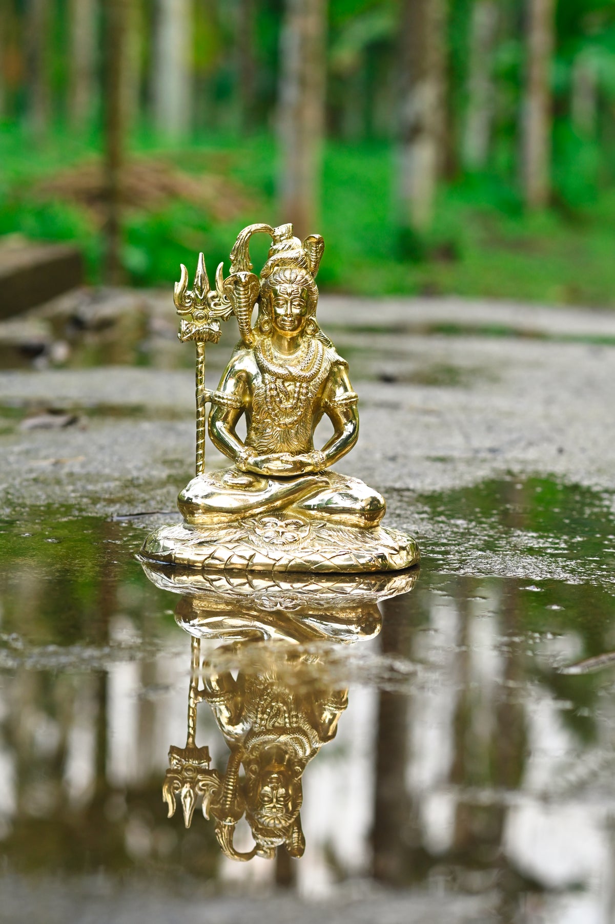Brass Meditating Lord Shiva Idol – 8 Inch