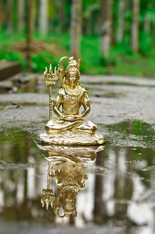 Brass Meditating Lord Shiva Idol – 8 Inch