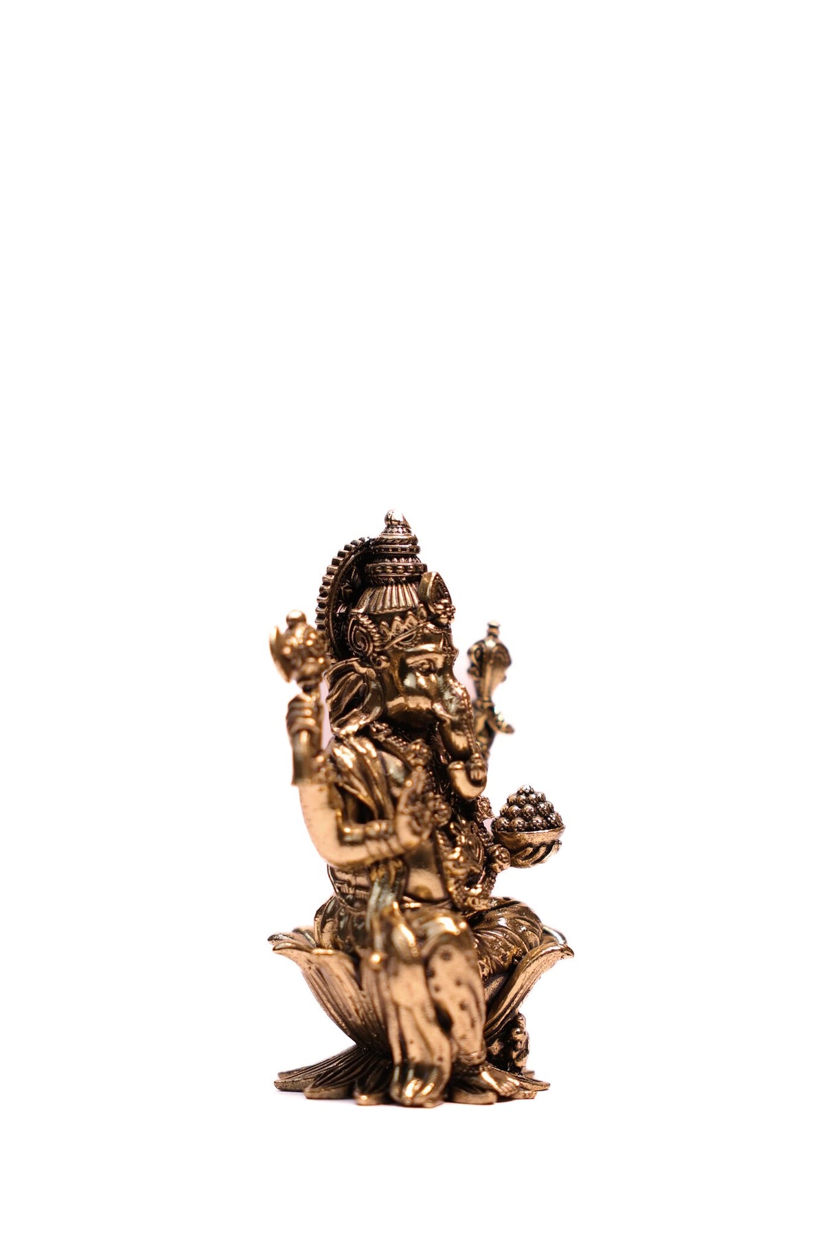 Brass Ganesha Idol on Lotus – 3.5 Inch – view 3