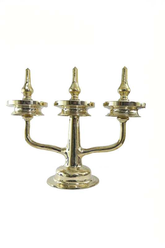 Brass Kerala Kavara Lamp (Three Branch) – 17 Inch