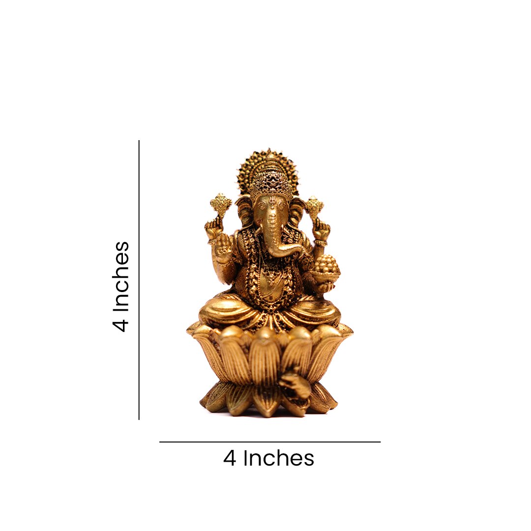 Brass Laxmi Ganesh Kamal Idol Set – 4 Inch – view 2