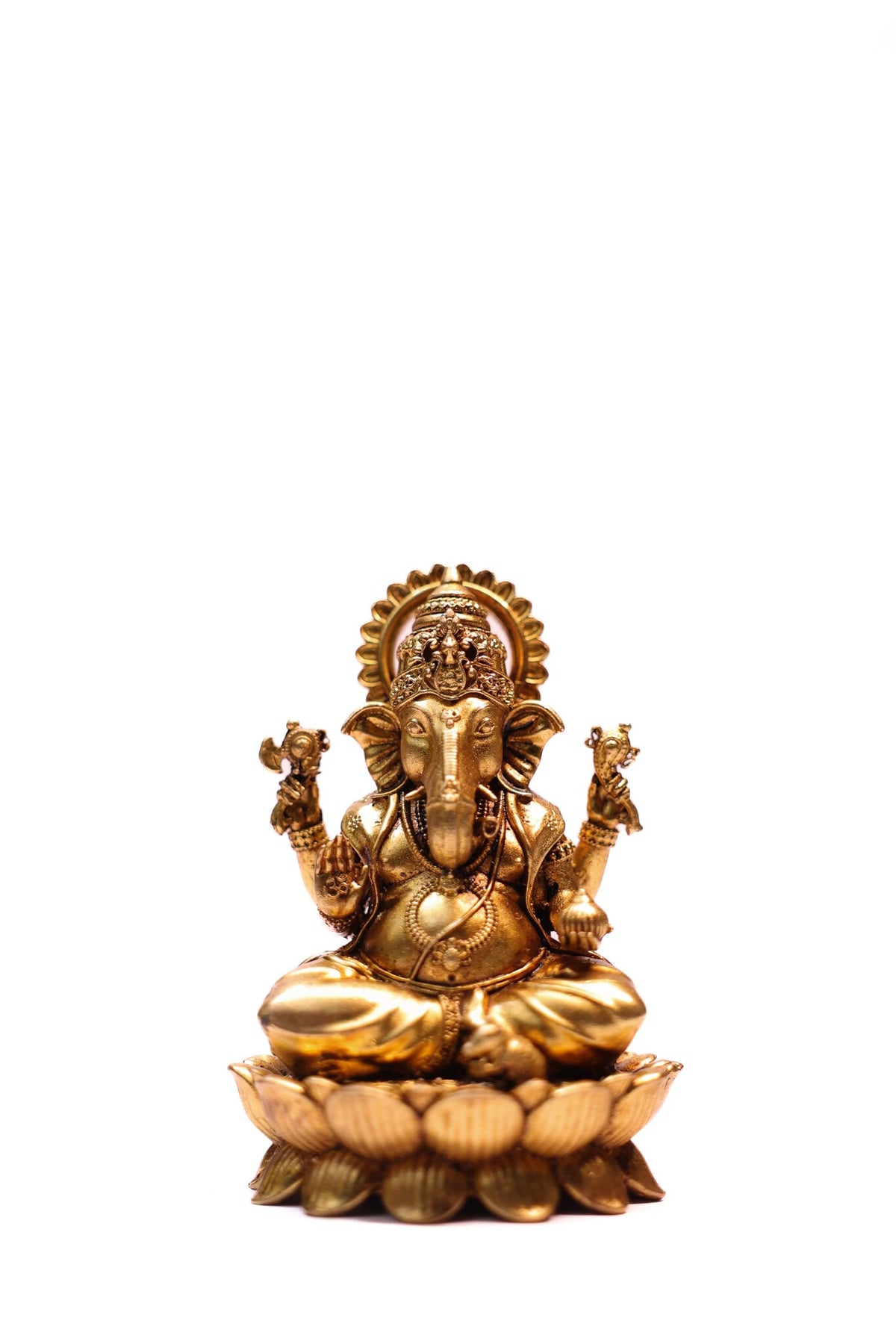 Brass Laxmi Ganesh Lotus Idol Set – 4 Inch, Design 3 – view 2