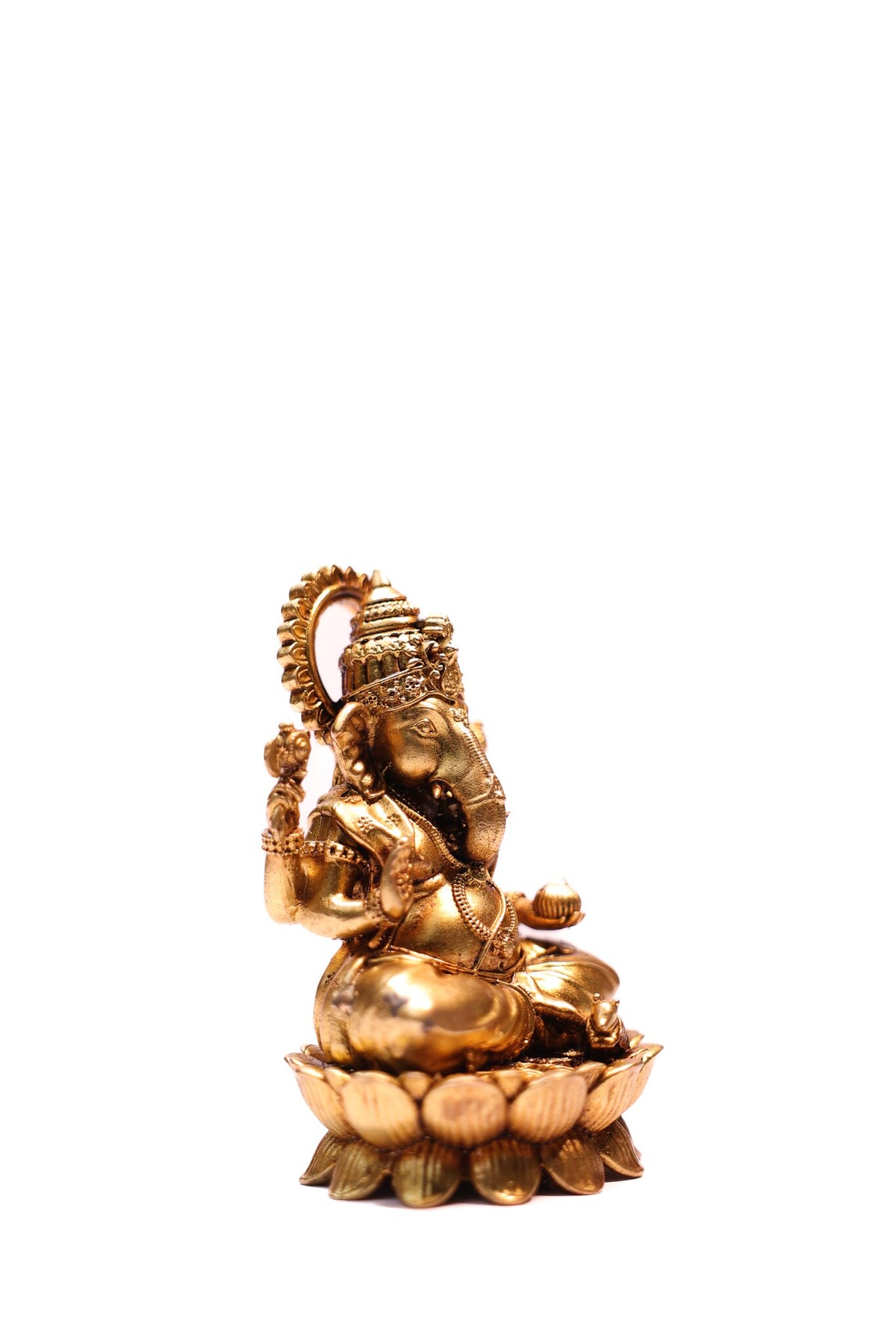 Brass Laxmi Ganesh Lotus Idol Set – 4 Inch, Design 3 – view 3