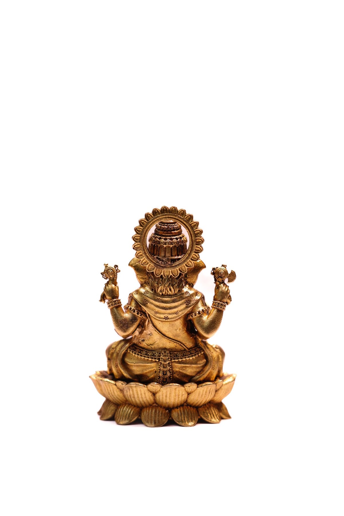 Brass Laxmi Ganesh Lotus Idol Set – 4 Inch, Design 3 – view 4